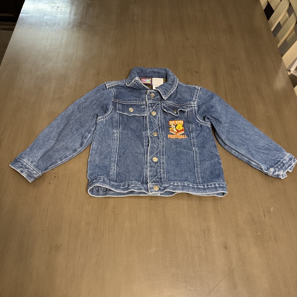 Vtg Kids Disney Winnie the Pooh Denim Jacket Embroidered Pooh Bear 1000 Acre 4T